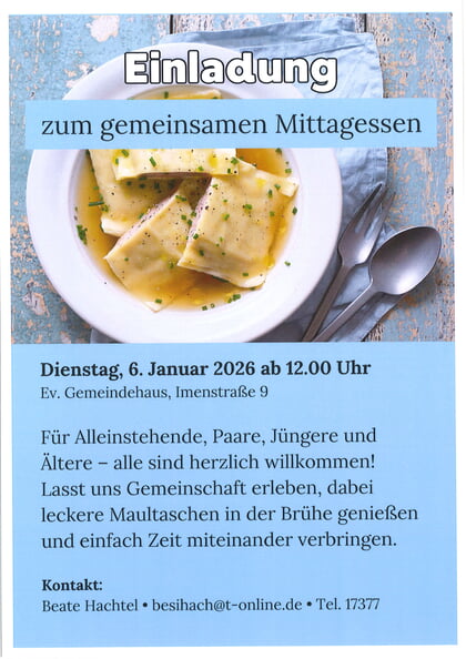 Einladung zum gemeinsamen Mittagessen